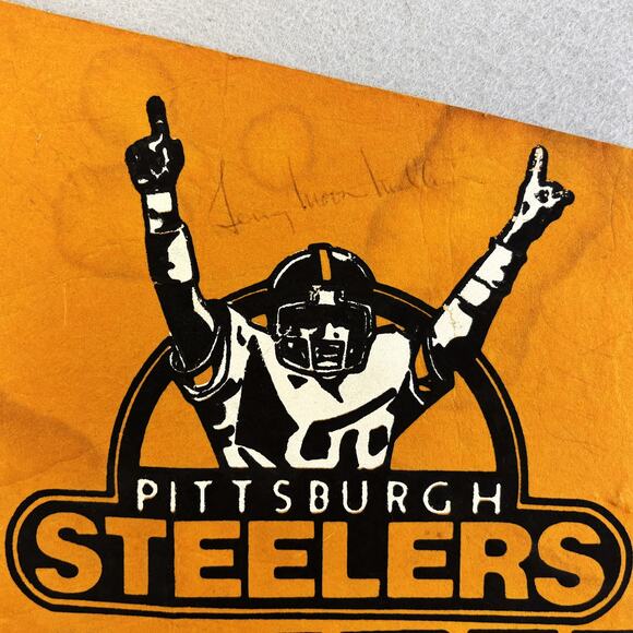 Vtg 1980 Pittsburgh Steelers Champions Pennant Gerry Moon Mullins 72 Autographed - Picture 4 of 8